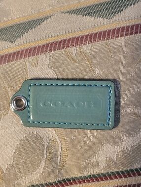 New Coach Teal Leather Hang Tag with Embossed Logo